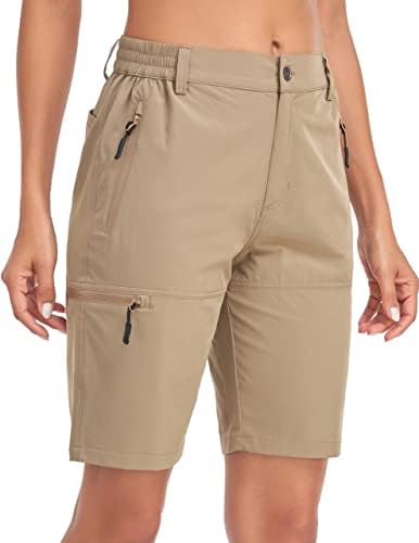 מכנסי טיולים רגליים של Nomolen 10 מכנסיים קצרים לנשים מהירות יבש קלות גולף ארוך מטען מכנסיים