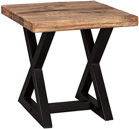 עיצוב חתימה על ידי אשלי ווסלינג עירוני כיכר סוף שולחן עם מנגו עץ למעלה, חום בהיר & מגבר; שחור