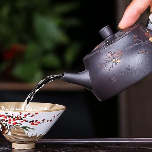 Xialon 235 מל yixing חימר סגול קומקום תנועה בעבודת יד דפוס פרחי שזיף קומקום סט תה סיני