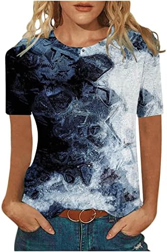 צמרות קיץ לנשים חולצות T סיבתיות אסתטיות 2023 טוניקה טרנדית טוניקה חולצת שיש עניבת צבע חולצות חולצות