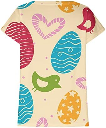 חולצות ביצי פסחא לנשים קיץ שרוול צוואר עגול שרוול פסחא מודפסות חולצות טי בסיסיות