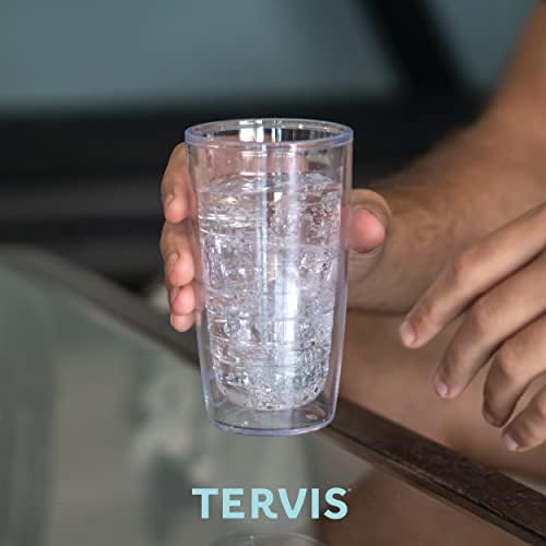 TERVIS FIESITA - דקל טרופי תוצרת ארהב כוס נסיעה כפולה כפולה כפולה שומרת על שתייה קרה וחמה, 16oz, מכסה