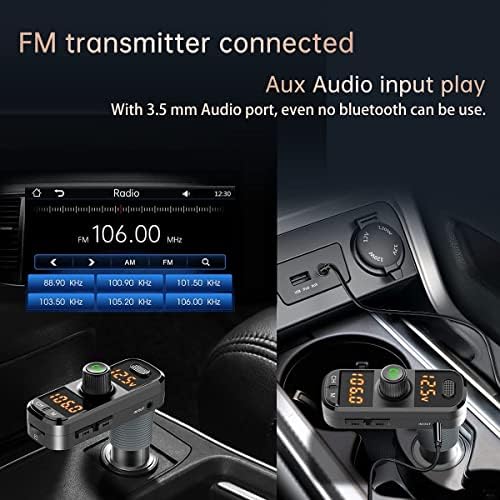 Ilokey Bluetooth 5.0 CAR החלפת מקלט רדיו עם 2 מיקרופונים חזקים יותר, 41W PD QC 3.0 מטען לרכב USB, AUX in/out