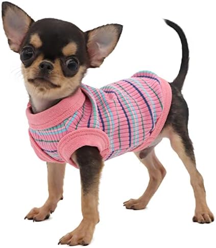 Lophipets כותנה צלעות חולצה אפוד לכלבים קטנים ספל תה צ'יוואווה יורקי בגדי גור טנק טי-אינווד/xs