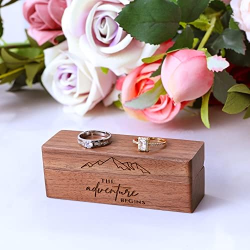חתונה טקס, עץ חתונה טבעת תיבת עבור 2 טבעות, חתונה טבעת מחזיק נושא טבעת תיבת עבור אירוסין הצעת חתונה טקס.