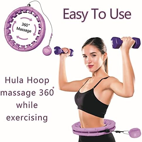 Louris חכם שודרג כושר חישוקים משוקלל Hula משוקלל לנשים וגברים ירידה במשקל, 24 קשרים מתכווננים Hoolahoop
