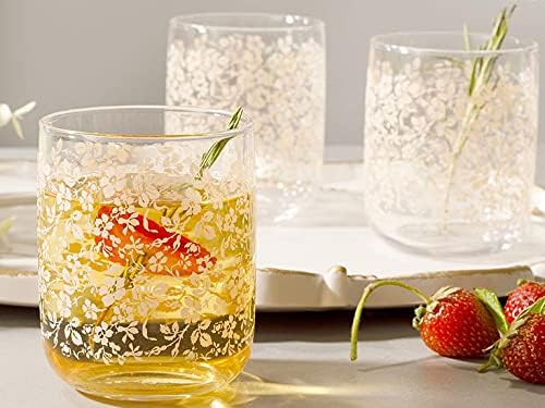 טבעי פרח זכוכית סט של 3 קל לשתות כוס 270 מיליליטר של פתוח קרם מים זכוכית וארוך לשתות כוסות ייחודי שתיית כוס למטבח