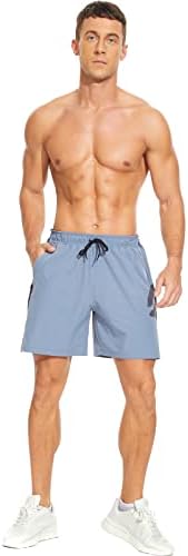 צבע דגי גברים אימון מכנסי ריצה עם רוכסן כיסים קל משקל מהיר יבש כושר ספורט מכנסיים קצרים לגברים