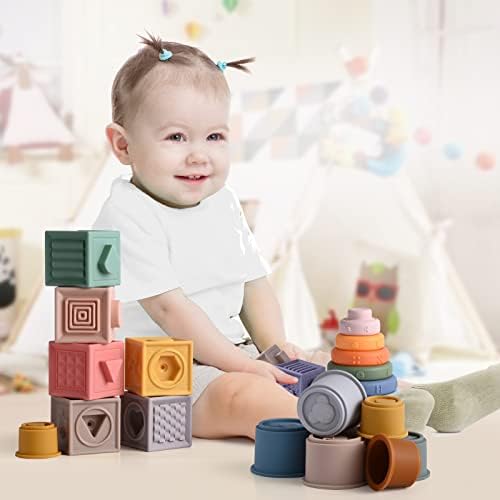 צעצועים של וומריך מונטסורי בן שנה, צעצועים לתינוקות, 3 בצעצועים חושיים 1, צעצועים לתינוק 6 עד 12 חודשים, חסימות