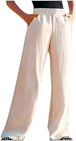 מכנסי מכנסיים MMKNLRM מכנסיים ברגליים צבע כותנה מוצק של נשים ורצפת כיס פשתן ומכנסיים בגדי עבודה קיץ