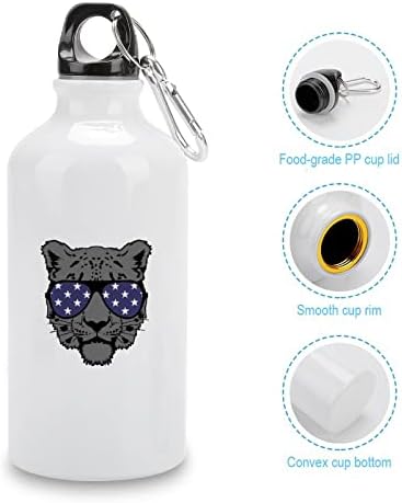 בקבוק אלומיניום נמר שחור מגניב בקבוקי מים ספורט ניידים עם קרבינר ומכסה טוויסט
