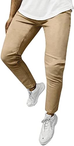 מיאשוי מ '1 גברים מזדמנים אמצע מותניים רגל ישרה בצבע אחיד מכנסיים ארוגים לגברים מכנסי קז' ואל