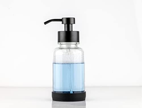סבון ידיים מקצף זכוכית ברור וסבוני סבון סבונים ללא ניצול בקבוקי זכוכית - משאבות נירוסטה שחורות מט - סגנון דקורטיבי