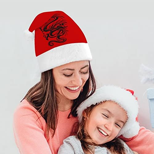 אדום שחור הדרקון חג המולד כובע סנטה קלאוס כובעי קצר קטיפה עם לבן חפתים לגברים נשים חג המולד חג מסיבת קישוטים