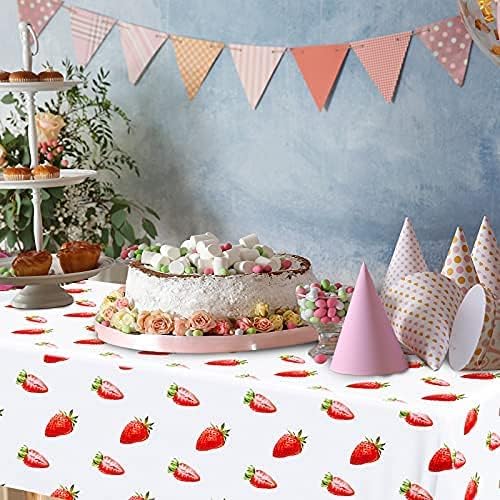 מפת שולחן תות תות קישוטים למסיבת יום הולדת תות כיסויים פלסטיק תות מפת שולחן למסיבת בנות ברי יום הולדת