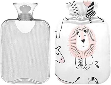 בקבוקי מים חמים עם כיסוי חמוד חיות האריה חם מים תיק עבור כאב הקלה, חם וקר טיפול, חבילה חמה 2 ליטר