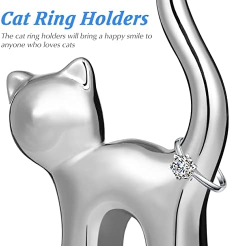 עבאודם 2 יחידות חתול טבעת מחזיק עבור תכשיטי חתול יציבה תכשיט מגש דקורטיבי טבעת בעל בעלי החיים תכשיטי אחסון