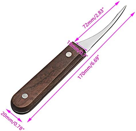 סכין ניקוי שרימפס נירוסטה של ​​שרימפס וונטי סכין עם ידית עץ