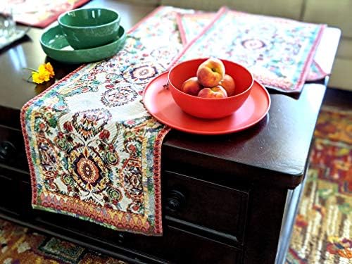 Tache Rococo אלגנטית אלגנטית מקושטת צבעונית צבעונית פסלי כותנה שטיחים שולחן שולחן ארוג רץ 13x90