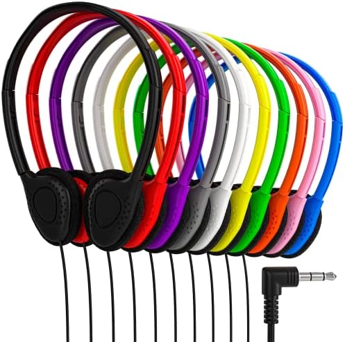 Redskypower 10 חבילה רב -צבעונית של ילד קווי על אוזניות אוזניות, אוזניות מקוונות, אידיאליות לתלמידים בבתי
