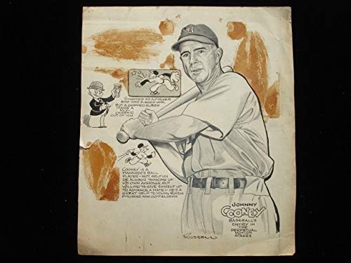 יצירות אמנות בייסבול מקוריות של ג'וני קוני מאת 'ראסל' - 15.25 x 12.75 - אמנות MLB מקורית והדפסים