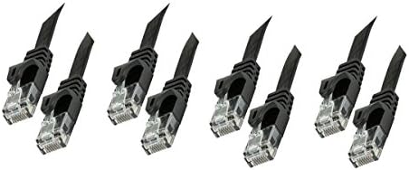 10 PCS CAT5E 350MHz UTP UTP שטוח Ethernet רשת נחושת חשופה 30AWG כבל שחור, 14 רגל, CNE613505