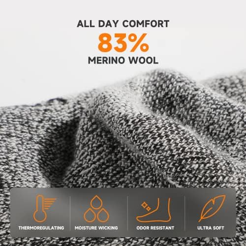גרבי מגף צמר סמסוקס מרינו, מיוצרים במשקל כבד בארהב עם כרית מלאה, גרביים טקטיים של צוות מורחב לציד