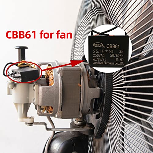 Akzytue CBB61 קבל 25UF 250V מאוורר תקרה AC 2 חוט 50/60 הרץ להפעלת מנוע משאבת מחולל מאוורר חשמלי