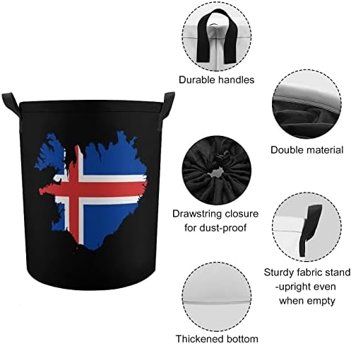 דגל מפה של איסלנד כביסה סל עם שרוך סגירת כביסת אחסון שקיות עבור בית נסיעות