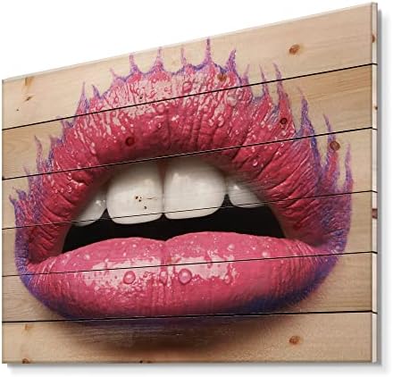 עיצוב שפתיים נשיות יפות עם שפתון ורוד עיצוב קיר עץ מודרני ועכשווי, אמנות קיר עץ ורוד, אנשים גדולים לוחות