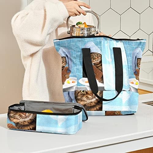 מצחיק חתול רחצה רוכסן תיק לנשים, נסיעות עבודת תיק עם מבודד שקית אוכל