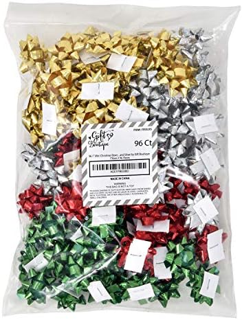 בוטיק מתנה 96 1 מיני קשתות חג המולד דבק עצמי לעטיפת מתנות לחג מתנות בזהב ירוק אדום וכסף