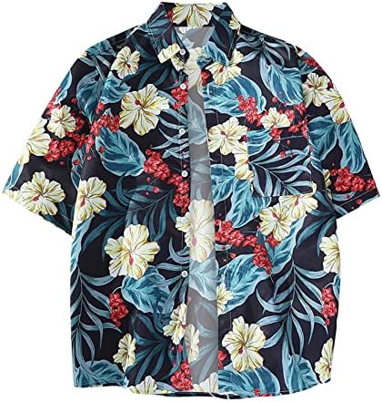 Hicolliee חולצה הוואי מטורפת לגברים נמתחים חולצות גולף לגברים ללבוש יומיום ללבוש שמלת חולצת טש בגודל