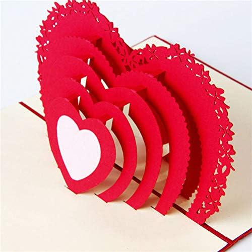 DOITOOL 2PCS אופנה 3D 3D VALENTINE DAY ברכה כרטיס מעוצב במזכרת לב