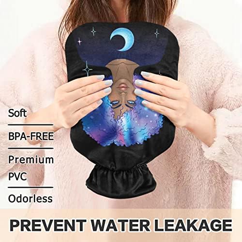 אפריקאי אמריקאי ילדה חמה מים בקבוק שחור אישה גלקסי חם מים תיק עם כיסוי עבור חם וקר לדחוס 1 ליטר