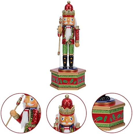 2 יחידות עץ חג המולד מפצח אגוזים דמויות מפצח אגוזים מוסיקלי תיבת קישוטי חג תצוגת בובות צעצוע מתנות