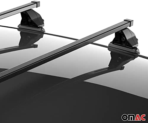 סט סרגל צלב גג חלק של OMAC עבור פורד פיאסטה 2013-2017 שחור, מנשא מזוודות, 110 קילוגרם עומס אלומיניום אנטי-גניבה