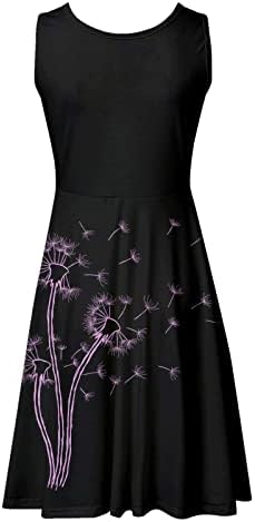 שמלות גבירותיי 2023 פרחי קיץ חמניות חמניות הדפסת שמלת מידי ללא שרוולים שמלה מזדמנת גבוהה מותניים