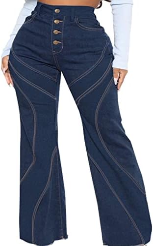 מכנסיים תחתונים של נשים מכנסיים מטרנד אופנה לנשים תפור ג'ינס דק פעמון תחתונים קלאסיים פלוס