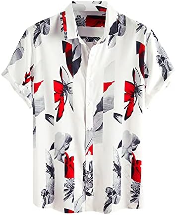 XXBR Mens Hawaiian חולצות דיו שרוול קצר ושטוף הדפס חולצה מזדמן כפתור קיץ למטה צמרות חוף רופפות
