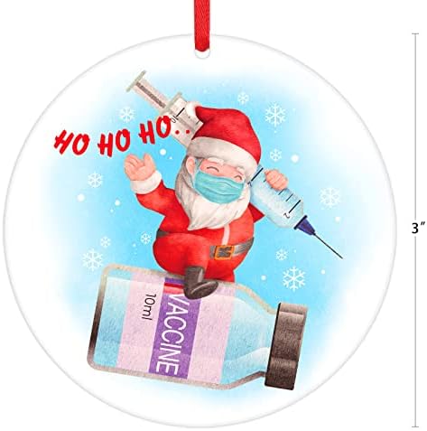 Flyab 2022 קישוט חיסון לחג המולד השנה שכולנו קיבלנו קישוט עץ חג המולד מחוסן סנטה מצחיק עם מסכה
