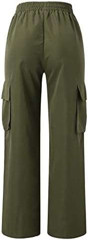 מכנסי מטען לנשים רחבות רגל מרובות מכנסי טרנינג בצבע אחיד מותן גבוה מתיחה מכנסי קיץ מכנסיים רחוב רחוב
