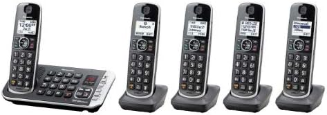 Panasonic KX-TGE675B DECT 6.0 טכנולוגיה דיגיטלית הניתנת להרחבה 5 מכשיר טלפון אלחוטי עם מכונת תשובה