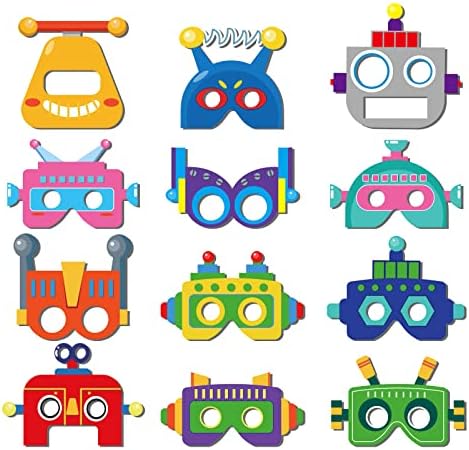מסכות נושאות רובוט מצוירות של Yipinu, קישוטים למסיבות רובוט, תלבושות מסיבת יום הולדת לרובוט, אביזרי