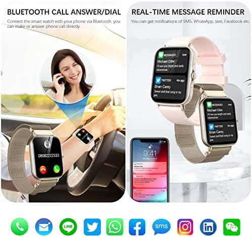 שעון חכם Qoosea לנשים 2022 חדש 1.75 HD מסך מגע מלא שעונים חכמים עבור טלפונים iOS של אנדרואיד עם שיחה/טקסט/דופק/SPO2/שינה