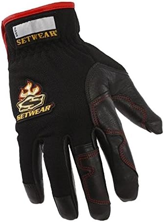 Setwear יד חמה, כפפות עור עמידות בחום, זוג בינוני בערך 3.5-4 / 8.89-10.16 סמ, שחור / שחור