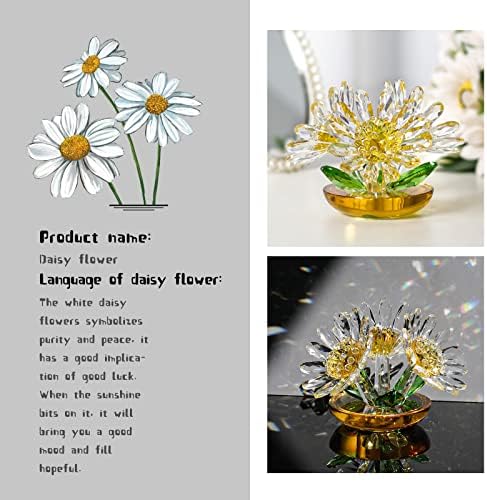 פסלון פרחי פרח של לונגווין קריסטל חיננית זכוכית פרח זכוכית עיצוב בית אביב זר צלמיות אספנות מתנה ליום