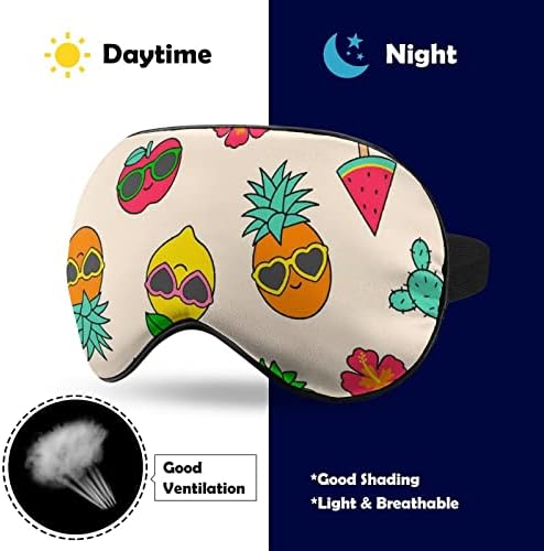 פירות טרופיים צבעוניים ומסיכת עיניים הדפסה קקטוס מסכת שינה חוסמת עם רצועה מתכווננת לטיולים משמרת שינה
