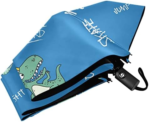 ג'ונזאן מצויר ביד דינוזאור מגניב מטריית נסיעות כחולות לגשם אטום רוח בגודל 39 אינץ
