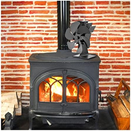 שחור אח 5 להבי חום מופעל תנור מאוורר יומן עץ צורב אקו - מאוורר שקט בית אח מאוורר יעיל חום הפצה חום מאוורר